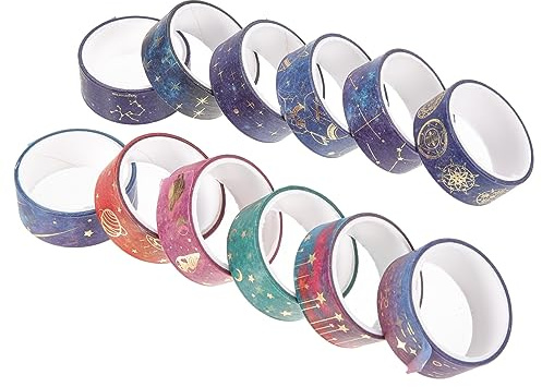 ARTIBETTER 12 Rouleaux Ruban Adhésif Washi Ciel Étoilé Autocollant Gommettes Ruban De Lavage Fourniture De Scrapbooking Vintage Scrapbooking Washi Tape Bande De Scrapbooking Papier Chuchoté