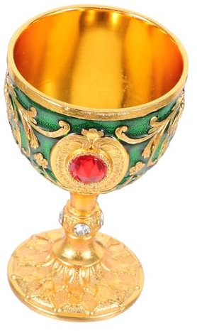 Générique Verre de vin gobelet Vintage Tasse de culte Calice de Tasse décorative Calice de première Communion Calice gobelet Fait à la Main gobelets Portables Alliage de Zinc Vert