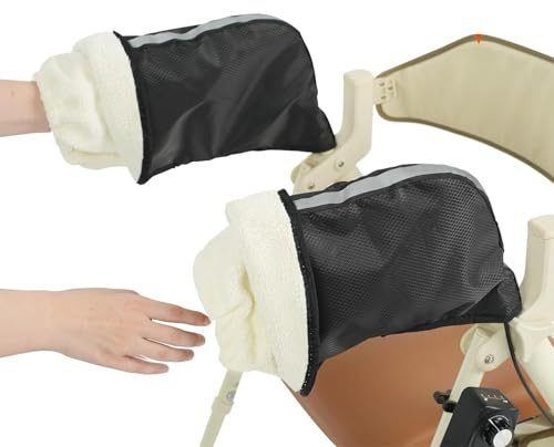 Generico Guanti Per Deambulatore,Impermeabile Antivento Mitten | Guanti Da Mountain Bike Foderati In Velluto Con Strisce Riflettenti | Per Donne Uomini Rollator Bicicletta Ausilio Mobilità