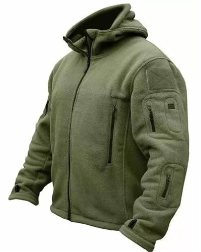 UBOHUZ Fleecejackor för män arbetsrockar med huva safari utomhus varm camping fiske vandring vindjacka för utomhus, Färg 4, 3XL