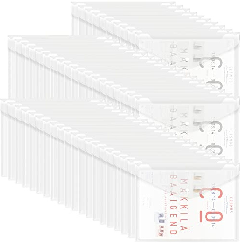 EOOUT 50pcs Plastic Envelopes with Button Snap Closure, Clear Poly Folders for Documents, Waterproof Plastic File Folder, Letter Size, A4 Size, for School and Office Supplies
