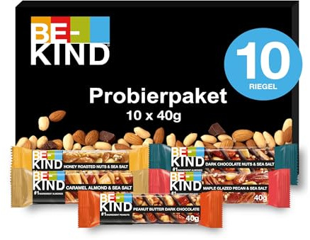 BE-KIND® Probierpaket, 10er Box mit 5 verschiedenen Geschmacksrichtungen, 10 x 40g Riegel