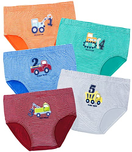 ORPAPA Mutande per bambini, in cotone, confezione da 5 pezzi, per auto, 2-5 anni, Slip auto, 2-3 anni