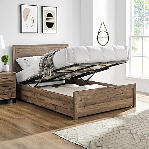 happybeds Ottoman Bed, Rodley Oak Wooden Ottoman Storage Bed in 2 Sizes and 4 Mattress Options (5FT - Frame Only, Oak)