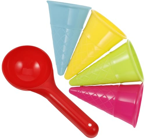 PATKAW Kinder Sandkastenform 5Pcs Eiscreme Sandspielzeug Sandeiskegel mit Sandschaufel Schaufel Spielzeug Kinder Sandbox Spielzeug für Kinder (Zuf?llige) Sandförmchen Eistüte