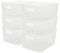 Cetomo 8L*6 Storage Basket, Plastic Open Storage Box, Containers for Shelves, Organizers with Handles for Office, Countertops, Cabinets, PP, BPA Free, Frosted Transparent, 8L-6 Pack (28.5*22*14cm)