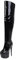Bviennic Damen Stiletto Mode Lack Oberschenkel Boots Reißverschluss Elegant Nightclub Plateau Reitstiefel Prom Schwarz Gr 40 EU-41Cn