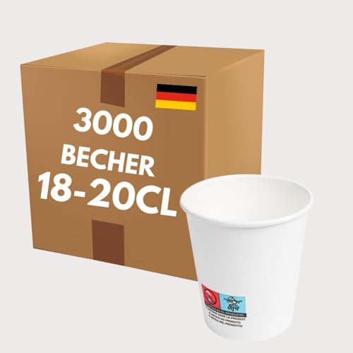 COVR 3000 Gobelets carton blanc 18-20cl - 7oz / 3000 unités, Recyclables, Boisson Chaude et Boisson Froide, Solide et Bonne Prise en Main, Résistant
