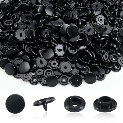 TOAOB 200 Sets Plastic Snap Buttons No Sew T5 Black Snap Fasteners 12mm | Sewing Fastener Press Studs, Clothing Shirt Purse ,DIY Crafting Supplies Handbag, Jacket Backpack Hat