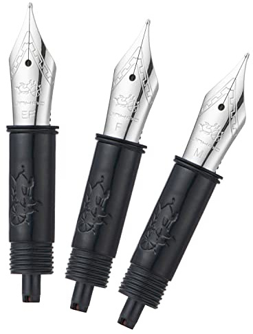 3er Set Jinhao 82 Füllfederhalter Feder mit schwarzem Teilvorschub (EF, F und M) silber - kompatibel mit Jinhao 82, 88, 95, 82 Mini, 92, 100 Mini Füller