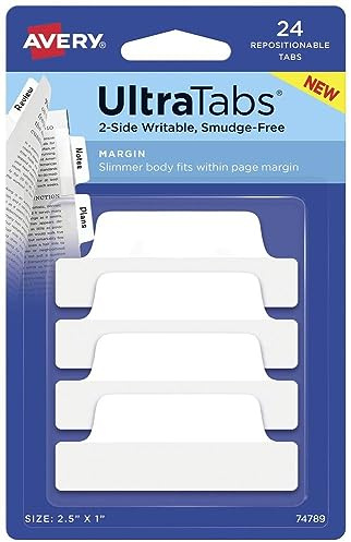 AVERY Zweckform Article 74789 Bandes adhésives transparentes/blanches (24 notes adhésives, 63,5 x 25,4 mm, onglets d'index, notes adhésives amovibles, marque-page, notes adhésives, marqueurs adhésifs)