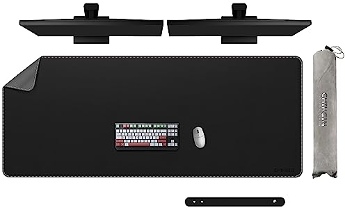 Chihein 150 x 60cm 4XL PU Leder Schreibtisch Matte (schwarz/grau), riesige Maus Pad, doppelseitige Schreibtisch Pad Schutz, wasserdicht Schreiben Blotter für Gaming/Büro/Zuhause