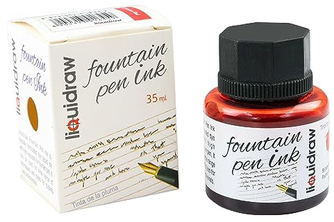 Liquidraw Fountain Pen Ink Bottle, Red - 35ml | Dye-Based Refill for Fountain Pens & Ink Converters, Smooth-Flow for Writing, Calligraphy, Journaling, Drawing & Sketching