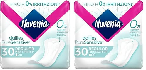 Nuvenia, Proteggi Slip Regular Pure Sensitive, Superficie Delicata per Pelli Sensibili, Confezione da 60 Salva Slip