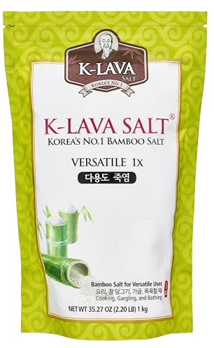 K-LAVA SALT—Korea's No.1 Bamboo Salt—Versatile 1x, Powder, 35.27 Ounce, VERY FINE Powder, great for PICKLING and CANNING, also for Skin Scrub-Massaging and Gum-Gargling