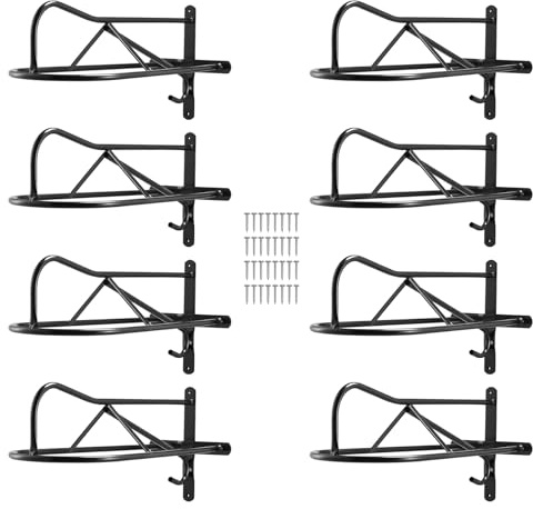 VEVOR Support de Selle Cheval, Lot de 8, Porte-Selle Anglais Western Portable avec Barre de Protection, en Acier au Carbone, Montage Mural, pour Rangement de Matériel d'Équitation, d'Équestre, Noir