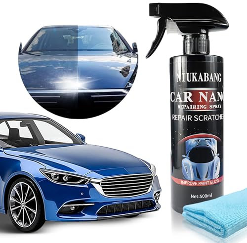panemy Polish Auto Rimuovi Graffi, Cera Lucidante Spray Carrozzeria Auto 500ml, Cera Auto Car Detailer Professionale+Panno in Microfibra,Car Paint Protezione Vernice Nano Tecnologia Ceramic Protettiva