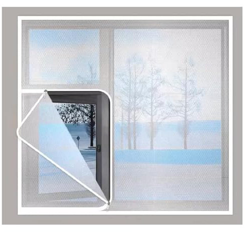 MNIHSFRTY Isolierfolie für Fenster, PE, transparenter Kunststoff, doppellagige Luftpolsterfolie, Windschutzscheibe, kältebeständig, Reißverschluss, 45 Größen (Farbe: Klar, Größe: 1,2 x 1,6 m