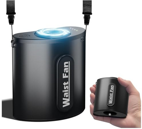 10000mAh Portable Waist Fan Clip on Fans for Shirt Blow 18000RPM Powerful Air, Mini Pocket Body Fan Rechargeable 4 Speeds & Hands-Free 24H Cooling,Wearable Belt Personal fan for Work Travel Men's Gift