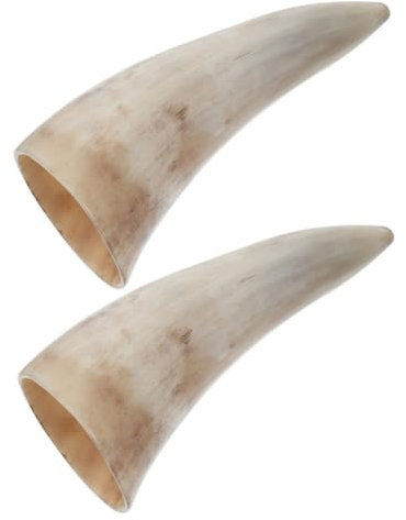 MUCKLILY 2Pièces Gobelet Corne de Bœuf Naturelle Tasse Artisanale Viking Unique pour Vin et Bière Mug Décoratif Ox Horn