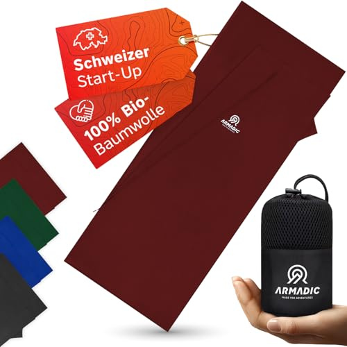 Armadic Saco de dormir de cabaña de 100% algodón orgánico con cremallera (solo 380 g) – Ultra ligero, pequeño y fino. Saco de dormir de viaje, saco de dormir interior, ideal para mochileros, hostales