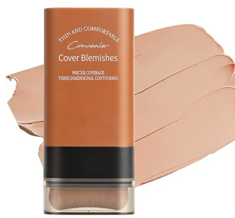 OPIURVY 1 Pezzo Fondotinta Stick Correttore 2 in 1, Coprenza Totale con Testina Pennello, Lunga Tenuta Impermeabile Finitura Opaca, per un Trucco Perfetto Ogni Giorno (Abbronzato)