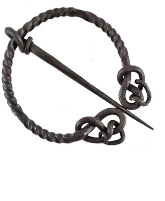 Ulfberth Ringfibel, tordiert, vierfach eingerollt, handgeschmiedet Mystische Brosche Wikinger Gewandschmuck Fibel LARP