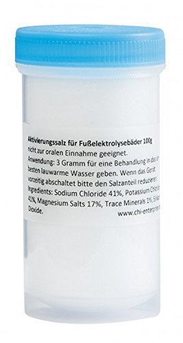 chi-enterprise - Zusatz für Ion Cleanser, Hydrosana, Royal Spa, Bioenergiser | Natriumreduziertes Aktivierungssalz zum Nachfüllen für alle Fußelektrolysebäder mit Edelstahlspulen | Inhalt: 100g