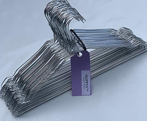Skippys Lot de 50 cintres en fil métallique – avec encoches – pour usage domestique, nettoyage à sec, vente au détail – argenté