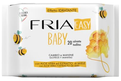 Fria Easy Baby Nappy Changing Wipes with Aloe Vera and Honey Extract with Skin Moisturising Effect, Dermatologically Tested, Pack of 20 Wipes