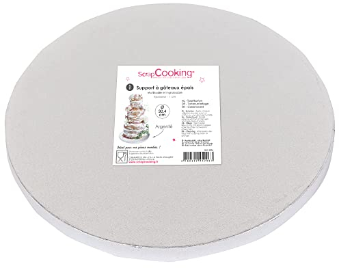 ScrapCooking - Supporto per Torta Rotondo Spesso - Diametro 30 cm - Colore Argento - Piatto Riutilizzabile - Disco Base Rigida per Torta - Cake Board Rigido Pasticceria - Prodotto in Europa - 5206