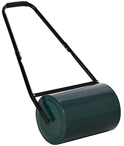 Outsunny Rullo per Prato da 30L di capacità con Maniglia Imbottita, Rullo Giardino in Acciaio Riempibile con Acqua/Sabbia, 102x50x30 cm, Verde Scuro