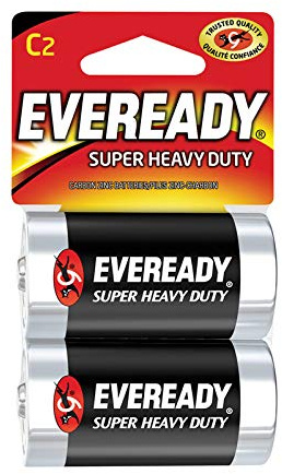Eveready Super Heavy Duty C Zinc Carbon Batteries 2 pk Carded