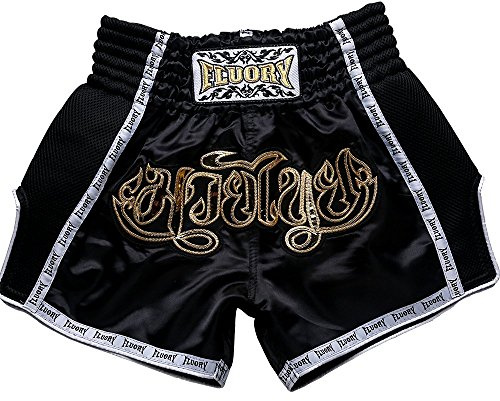 FLUORY Muay Thai Shorts, MMA Fight Shorts Ropa de Entrenamiento Jaula Lucha Grappling Artes Marciales Kickboxing Shorts Ropa