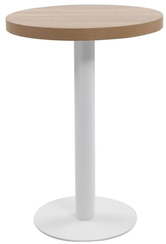 vidaXL Mesa de Bistró Mueble de Comedor Bar Barra Cafetería Restaurante Decoración Jardín Exterior Terraza con Tabla Redonda MDF Marrón Claro 60cm
