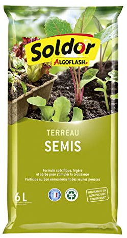 ALGOFLASH Terreau Semis, Bouturage et Repiquage, UAB, Prêt à l'Emploi, Fabriqué en France, 6 L, TSEB6