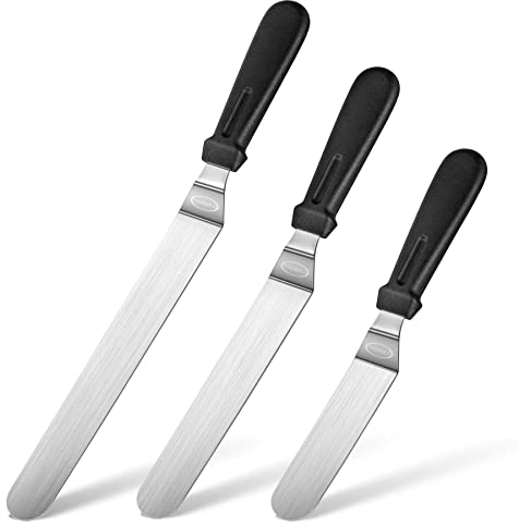 TACGEA Icing Spatula, Angled Offset Cake Spatula with 6, 8, 10 Stainless Steel Blade Set of 3
