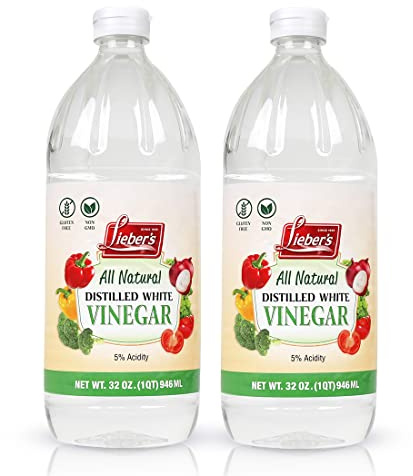 Lieber’s White Vinegar – All-Natural Distilled White Vinegar – Non-Gluten and Non-GMO Vinegar for Cleaning Purpose and Cooking – 32oz White Distilled Vinegar Bulk – Vinegar 5 Percent Acidity Pack of 2