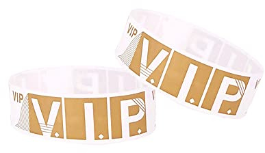 JKJF VIP, 100 braccialetti di ingresso impermeabili, per feste, per eventi, matrimoni, club, concerti, bar, parchi di divertimento, fiere, oro