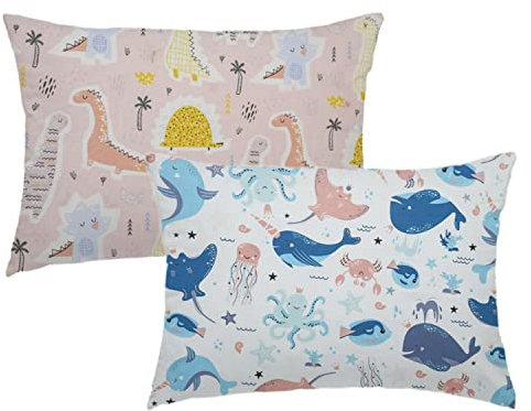 Funda de cojín infantil de 40 x 60 cm, 2 unidades, algodón orgánico, para cochecito de bebé, con cierre de solapa