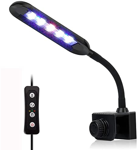 Lumière d'aquarium OsAtNb - 3 modes de couleur, 5 niveaux de luminosité, minuterie et fonction mémoire - Éclairage adapté aux plantes aquatiques et aux aquariums d'eau douce (6 W)