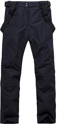 Herren Skihose Hosenträgerhose Outdoorhose Snowboardhose Winter Wasserdicht Warm Abnehmbare Hosenträger Skilanglaufhose Thermohose Wanderhose Ski Pant Black 2XL