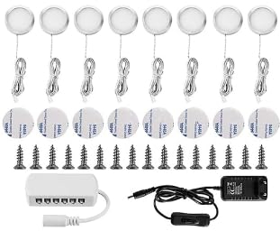 Lightess 8 Pezzi Luci per Armadio, 4500K Luci Sottopensile Cucina Interna Illuminazione, Bianco Neutro Ultrasottile Lampada da Lavello per Vetrina, Camera da Letto, Armadi, Cucine, Studio