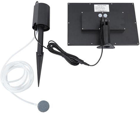 Aireador de Estanque Solar, Bomba de Aire de Oxígeno Solar de 10V 8W, Flujo de Aire Ajustable, Aireador Solar Impermeable sin Ruido para Estanque de Peces, Tanque, Acuario