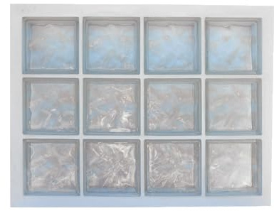 Panneau préfabriqué en ciment hydrofuge, usage vertical | N.12 blocs de verre (3x4) mm 190x190x80 ondulé transparent | Dimension 670X870mm | Unité de vente: 1 panneau