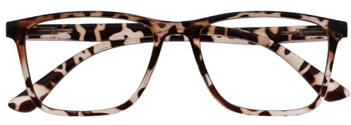 OPULIZE NYX Blue Light Blocking Reading Glasses - Anti-Glare Computer and Gaming Eyewear - UV and Eyestrain Protection - Rectangular Frame - Brown Tortoiseshell - Men Women - + 2.50