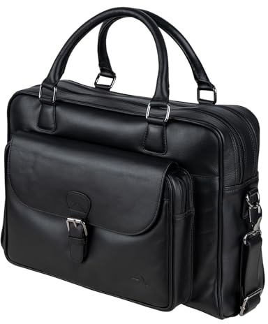 MANTA Echtleder Business-Tasche, Handgearbeitete Aktentasche aus Leder, Stilvoll & Modern, 16-Zoll Laptoptasche, Elegante Notebooktasche, Umhängetasche, Dokumententasche, Schultertasche, Laptop-Sleeve