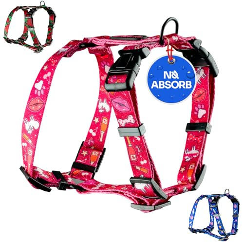 Helltails Hundegeschirr für Mittelgroße Hunde | NO ABSORB | Verstellbar Brustgeschirr | Anti Zug y Geschirr Hund Mittel mit Kontrolle | Classic Leicht Hundegeschirre | Dog Harness | Champagne Kiss - M