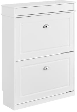 SoBuy Mobiletto Scarpiera Ingresso Salvaspazio Moderna, Scarpiera Sottile Profondità 24 cm, Mobile Scarpiera con Ripiani Regolabili, Cassetto Pratico e Anti-Ribaltamento, Bianco 75x24x96 cm, FSR78-L-W