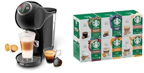 NESCAFÉ Dolce Gusto Genio S Plus automatische Kaffeemaschine in Schwarz, Starter-Kit inklusive 6 Packungen STARBUCKS by NESCAFÉ Dolce Gusto Kaffeekapseln